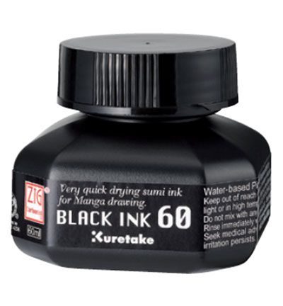 Black Ink, Japan 60ml - Калиграфско водоустойчиво мастило, ЧЕРНО