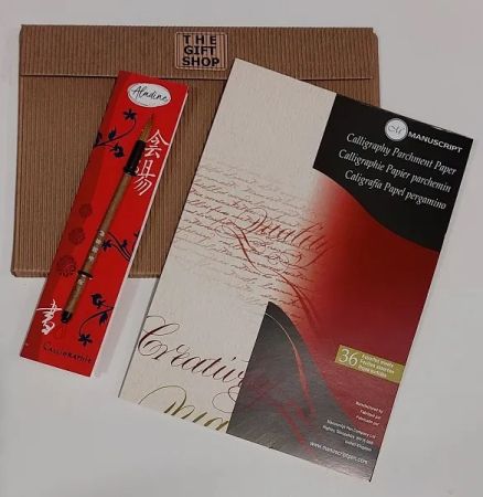 Calligraphy Parchment Set 2 – Калиграфски к-кт с блок пергаментова хартия и китайскa MING четкa