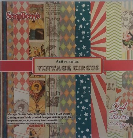 SCRAPBERRY  6X6" 190g - VINTAGE CIRCUS  Дизайнерски блок 15.2 х 15,2 см.