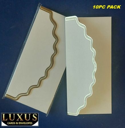 LUXUS ENVELOPES  - Лукс пликове перлен картон 9 x 19cm  10бр Бяла перла