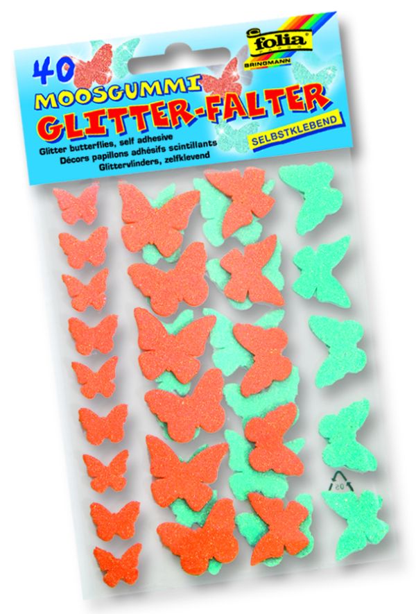 3D GLITZER STICKER BUTTERFLIES - 3D глитер стикери Пеперуди  изработени от MOOSGUMMI  40 бр.