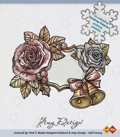 Amy Designs Stamp - Clock with Doves - прозрачни печати 9x7 cm. 
