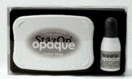 StazOn OPAQUE - тампон + мастило за всякаква твърда или гланцирана повърхност - плътно бяло      