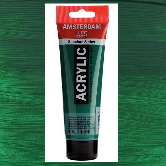 AMSTERDAM ACRYLIC - Акрилна боя за живопис 120 мл. - Permanent green deep 619