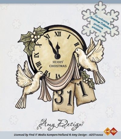 Amy Designs Stamp - Clock with Doves - прозрачни печати 8,3x8 cm. 