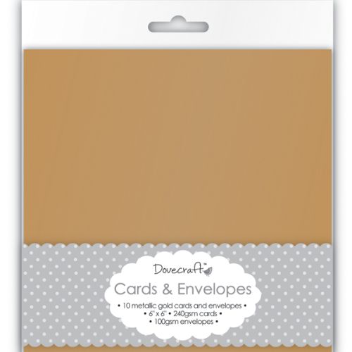 DOVECRAFT Antique Gold 6"x6" Cards & Envelopes 8бр  - Перлени основи за картички с плик - антично златно DCCE002