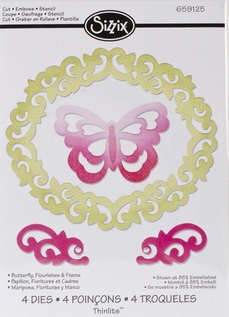 Thinlits Die Set 4PK - ЩАНЦИ 4бр Butterfly, Flourishes & Frame