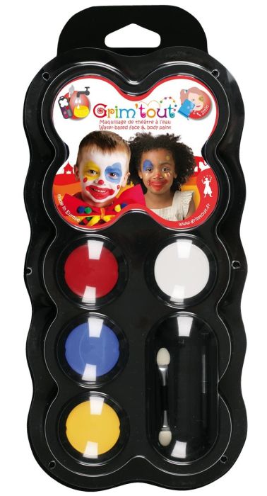 GRIM TOUT FACE PAINTS FRANCE   - AQUA бои за лице / тяло ПАЛИТРА 4 цв CLOWN
