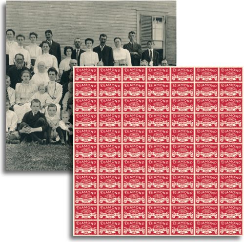 JENNY BOWLIN USA # RED BLACK EXTENSION IV  - Дизайнерски скрапбукинг картон 30,5 х 30,5 см.
