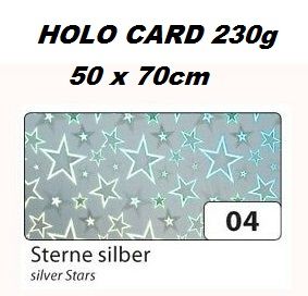 HOLOGRAPHIC CARD 230g  50х70см  - Холографски картон SILVER Stars