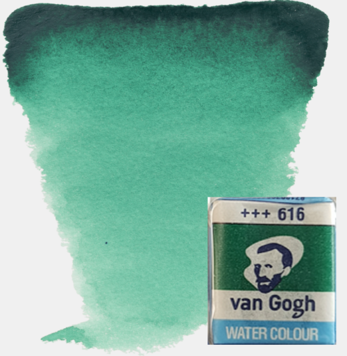 VAN GOGH WATERCOLOUR PAN - Екстра фин акварел `кубче` # Viridian green 616