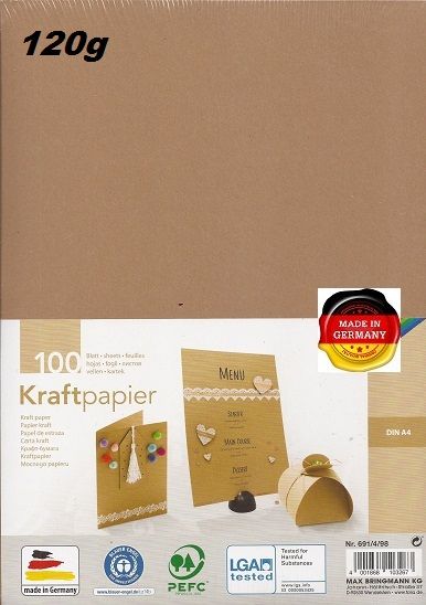 KRAFT PAPER 120g - Крафт хартия А4 120 гр / пакет 100 листа