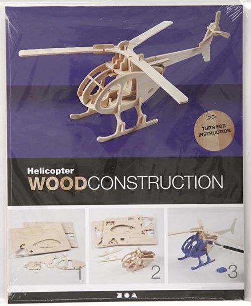 3D Wood Construction Kit HELICOPTER - Дървен конструктор 26,5x14x26 