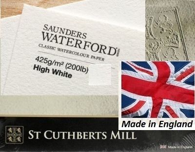 # SAUNDERS WATERFORD CP 425g HIGH WHITE 76 x 56 - Професионален акварелен ръчен картон 100% памук 