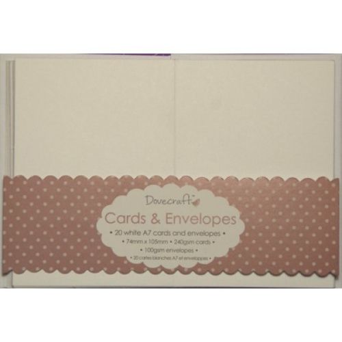 DOVECRAFT WHITE A7 MINI Cards & Envelopes 20  -  Основи за картички с плик - БЕЛИ 