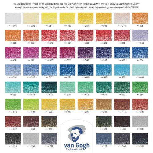VAN GOGH Professional COLOUR PENCILS 60 -  Цветни моливи за дизайн и рисуване 60цв / метална кутия
