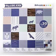 ARTEMIO "WOODLAND" SCRAP BLOCK 170g/m2 - Дизайнерски блок 12"х12" / 60листа 