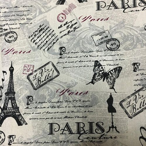 Vintage CoCo~ton • Fabric printed cotton/linen - ДИЗАЙН ВИНТИДЖ ТЕКСТИЛ  50 x 70 см. - "la vie est belle"