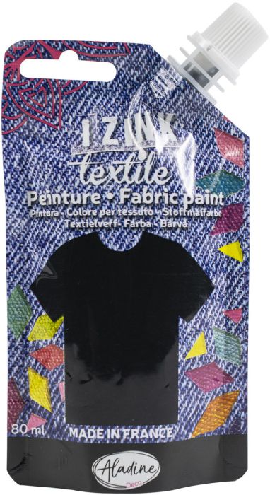 IZINK FABRIC PAINT TEXTILE, Made in France - 80 мл. - Black astrakhan