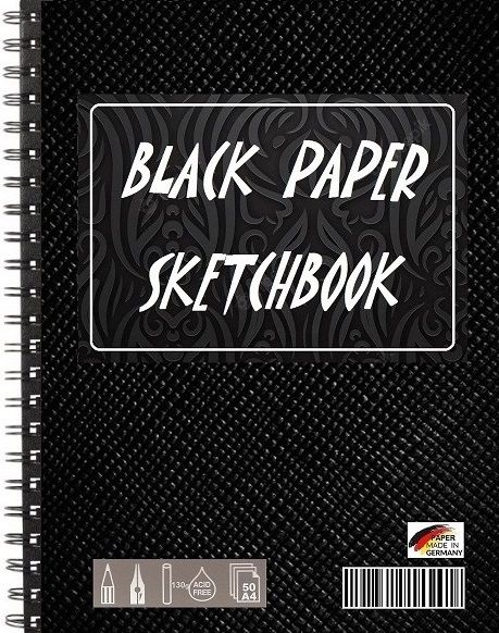 A4 BLACK SKETCHBOOK  -  СКЕЧБУК спирала с  ЧЕРНА арт хартия A4 50 листа / 130г