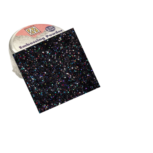 Embossing powder "Supersparkle Black/Rainbow" 0,25 - Глитер пудра за топъл ембос - Фин глитер Черно/холографно
