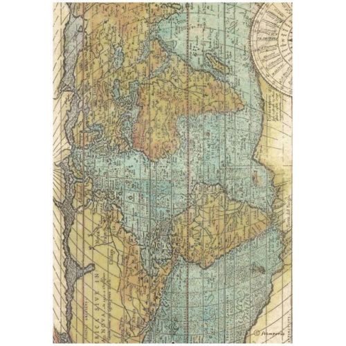 STAMPERIA, A4 Rice Paper Around the world map