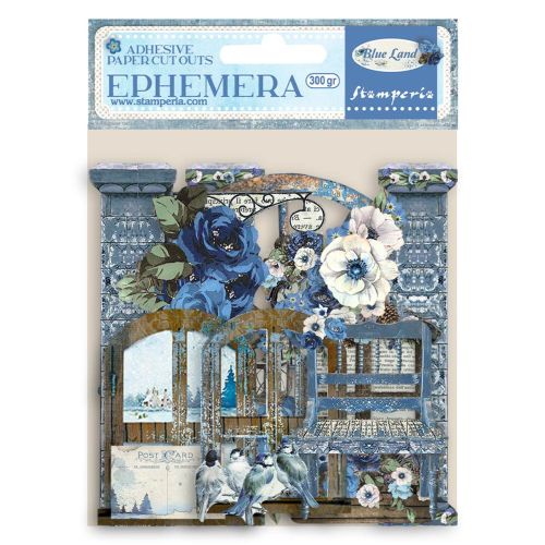 Ephemera - Blue Land -  Kомплект самозалепващи хартиени елементи - 16 х 16 см.