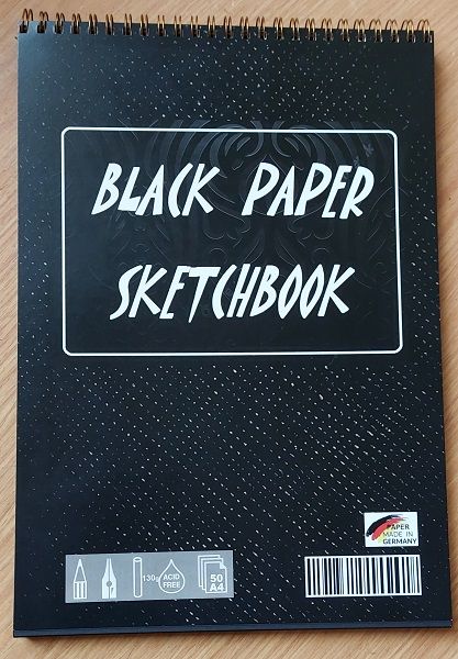 A4 BLACK PAPER PAD  -  СКИЦНИК спирала с  ЧЕРНА арт хартия A4 50 листа / 130г
