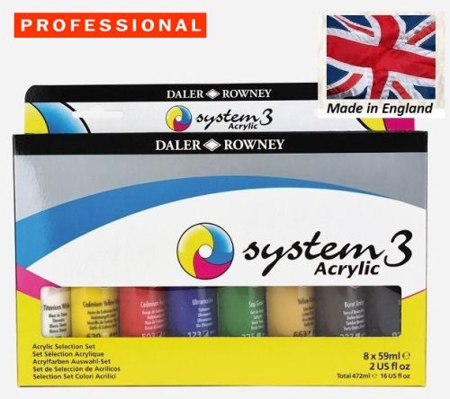 DR, System 3 ACRYLIC  Selection SET - Екстра фини акрилни бои - 8 x 59ml
