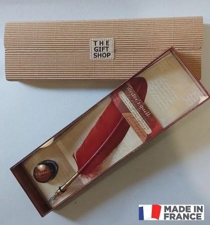 WRITERS QUILL LOUIS XIV RED – Писателско перо с метален накрайник стил Louis XIV с френска мастилница