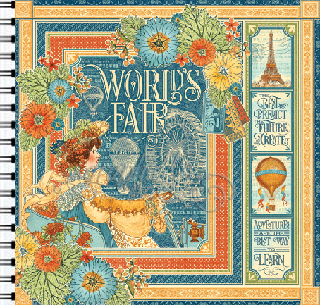 ALBUM SCRAPBOOKING "WORLD FAIR" - Дизайнерски скрапбукинг албум 24 страници 30,5х30,5 см