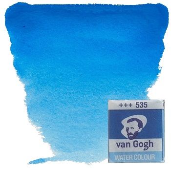 VAN GOGH WATERCOLOUR PAN - Екстра фин акварел `кубче` # Cerulean blue phthalo 535