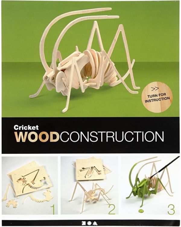 3D Wood Construction Kit CRICKET - Дървен конструктор 22,5x15x18