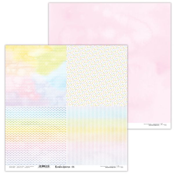 Lexi Design, Set of Double Face Sheets 12 - Rainbow Unicorn - Дизайнерски блок 30,5 х 30,5 см. 