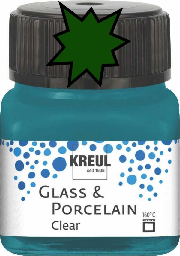 KREUL Glass & Porcelain Clear - Прозрачна боя за порцелан и стъкло, 20 мл. - DARK GREEN