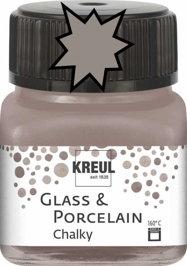 KREUL Glass & Porcelain Chalky - Тебеширена боя за порцелан и стъкло, 20 мл. - SMOKY STONE