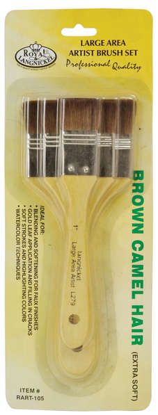 ROYAL BRUSH CAMEL HAIR - Комплект 3бр плоски меки универсални четки - 2.5, 5 и 7.6 см.