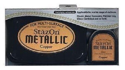 StazOn METALLIC - Тампон + мастило за всякаква твърда или гланцирана повърхност - плътно Медно     
