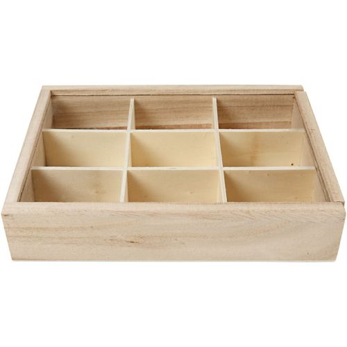 BOX DISPLAY - Дървена кутия с разделения и стъкло 17 х 13 см