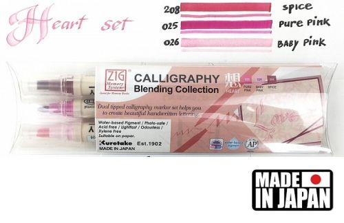 CALLIGRAPHY BLENDING Collection ZIG - Калиграфски комплект двувърхи маркери HEART
