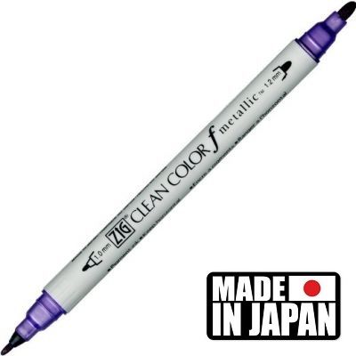 ZIG CLEAN COLORf  * JAPAN - Фин двувърх металик маркер 1.00 и 1,2 мм METALLIC VIOLET