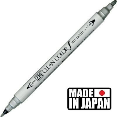 ZIG CLEAN COLORf  * JAPAN - Двувърх металик маркер 1.00 и 1,2 мм SILVER