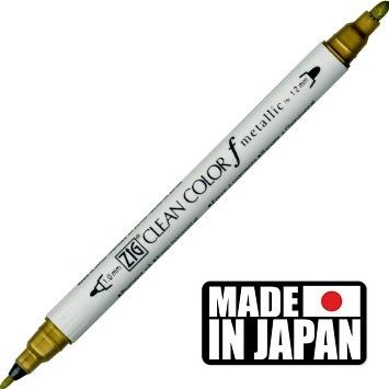 ZIG CLEAN COLORf  * JAPAN - Двувърх металик маркер 1.00 и 1,2 мм GOLD