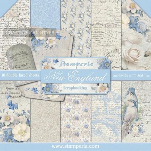 STAMPERIA Double Face Sheets 10 Pack  - Дизайнерски блок 12"x12" / NEW  ENGLAND