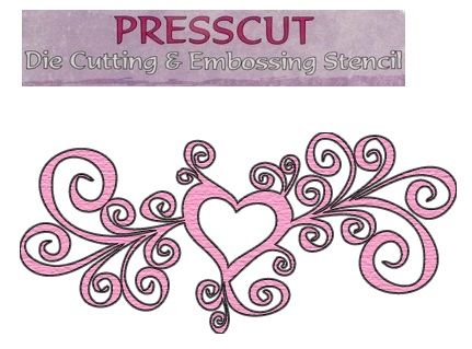 HEART by PRESSCUT DIE - Cutting and Embossing Stencil 8.3 X 3.7cm