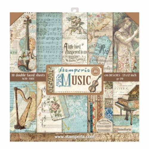 STAMPERIA Double Face Sheets 10 Pack "MUSIC"  - Дизайнерски блок 12"x12" 