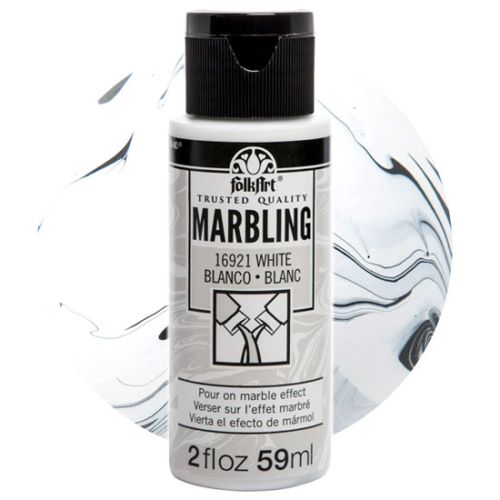 FOLK ART  NEW MARBLING PAINT - Боя за мраморен ефект 59мл WHITE / БЯЛА