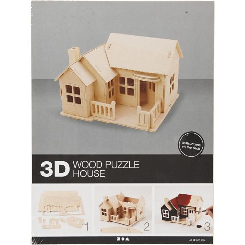 3D Wood Construction Kit HOUSE WITH TERRACE - Дървен конструктор 19x17.5x15