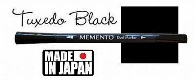 MEMENTO BRUSH MARKER , Japan - Двувърх маркер ЧЕТКА - TUXEDO BLACK