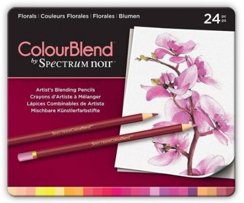 # Spectrum Noir Blendable Pencils SET - Метална кутия цветни ПОЛИХРОМНИ дизайн моливи 24цв  -  FLORALS